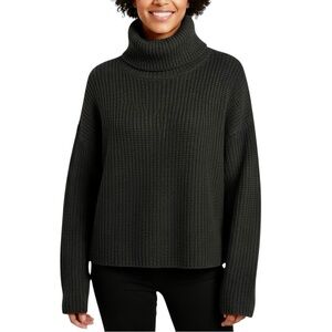 Banana Republic Dark Charcoal Heavyweight Waffle Knit Wide Turtleneck Sweater M